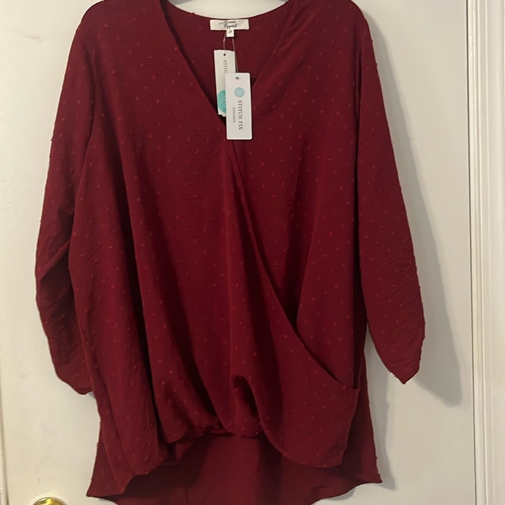 NWT Beacon Apparal maroon redish blouse size 2X